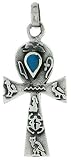 Sterling Silver 1 1/16 (27 mm) Ankh with Reconstituted Turquoise