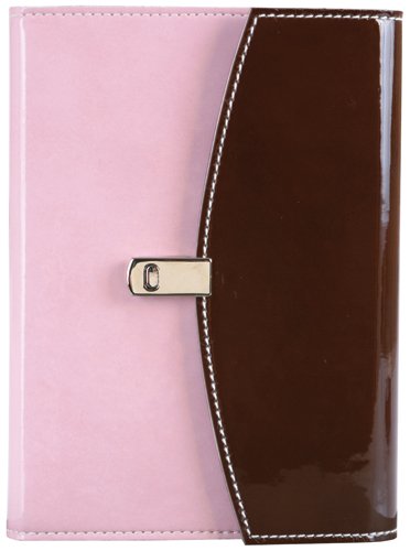 Brevetto Patent Leather Refillable Journal, Lined, Magnetic Closure, Pink / Brown