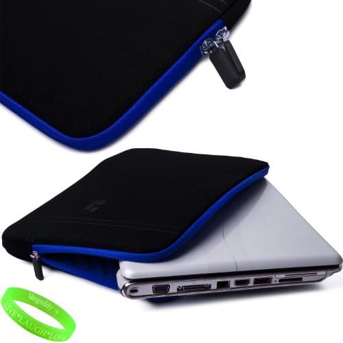 Macbook Pro 13" Notebook Case Cerulean Neoprene Padded Zippered Sleeve with Bubble Wrap Style Memory Foam Inner Padding for Macbook Pro 13" Notebooks + VanGoddy LIVE+LAUGH+LOVE Wristband