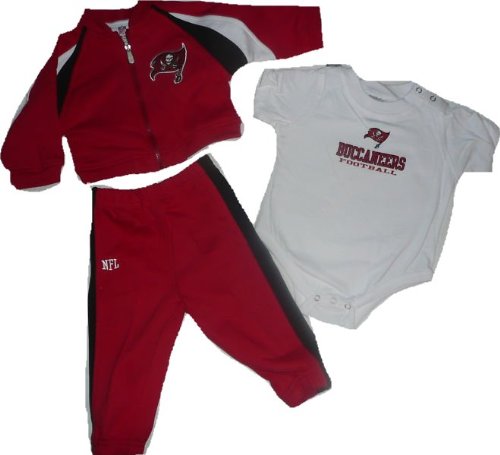 Tampa Buccaneers Infant Baby 3pc Jacket, Onesie, and Sweat Pants Set 12 Months