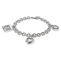Chopard Inspired Floating CZs Sterling Silver Charm Bracelet