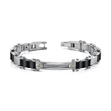 Stainless Steel Mens Bracelet with Cable Design and 18 Karat Gold Rivets