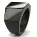 3 Tier Rectangle Polished Black Horn Ring - Size: 9