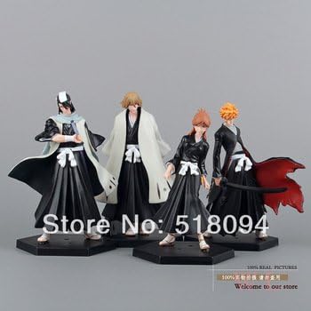 Free Shiopping Bleach Kurosaki Ichigo Kuchiki Byakuya PVC Action Figure Model Toy Doll 4pcs/set BLFG014