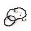 Midnight 6mm Glass Pearl Necklace, Bracelet and Earrings Set by Margot Townsend