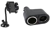 New Gooseneck Windshield Cradle Car Mount Holder+12V Car Cigarette Lighter Power Socket Adapter 2 Plug Dual Y Splitter Extension For ATT Nokia E71x Nokia E72 Tmobile Nokia E73 Mode Tmobile Nokia Lumia 710 ATT Nokia Lumia 900 ATT Nokia Mural 6750 Nokia N8 - Auction4tech