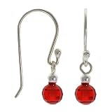 Sterling Silver Small Red cz disco ball Earrings