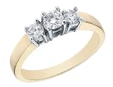 Diamond Engagement Anniversary Three Stone Ring 1/2 Carat (ctw) in 14K Yellow Gold