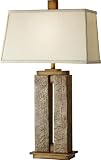 Murray Feiss 10044CCM Justice Table Lamp, Crackled Cream Finish with Faux Silver Silk Shade