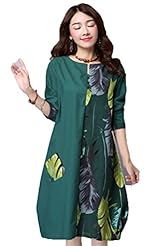 Spring Winter Cotton/Linen Feathers Sweater  Dress