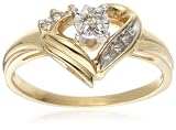 9ct Yellow Gold AMR296025 Ladies 0.07ct Diamond Cluster Ring