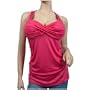 Pink Racer Back Crossed Bodice Plus Size Halter Top