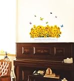 YELLOW CHRYSANTIUM WALL DECOR MURAL STICKER PS-58052