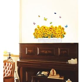 YELLOW CHRYSANTIUM WALL DECOR MURAL STICKER PS-58052
