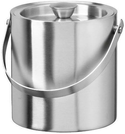 Artmice-Ice Bucket,Double-Wall Insulated 18/10 Stainless Steel Ice Bucket with Lid and Portable Handle,2L