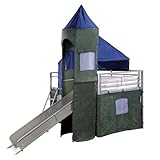 Powell Boys Blue amp Green Twin Tent Bunk Bed with Slide