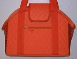 Designer Dog Carrier - Open Top Quilted Orange w/ Polka Dot Lining Pet Carrier