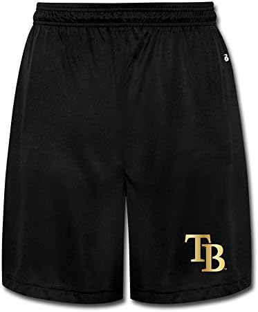 LuN Men Tampa Bay Rays Gold Legend Logo Short Sweatpants Sports Shorts Black