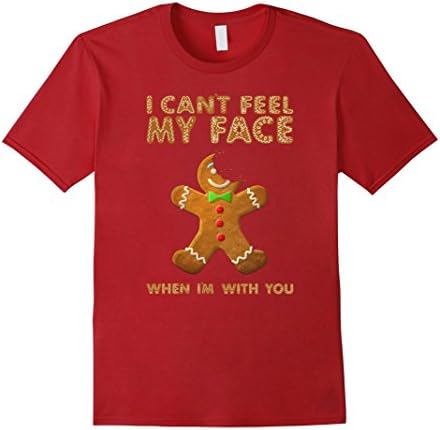 Men's Can't Feel My Face Gingerbread Funny Christmas T-Shirt Tee 2XL Cranberry