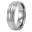 Domed Grooved Polished Titanium Ring (7mm) - Sizes 6 - 13