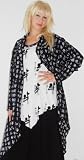 BLACK AND WHITE JACKET TOP ASIAN CALLIGRAPHY fITS - M L XL 1X 2X - D139S