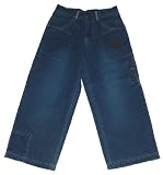 HUSKY Baggy Fit Denim Jeans with White Topstitching and Decorative Gold Stitching
