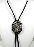 German Silver Etched Bolo Tie