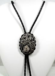 German Silver Etched Bolo Tie