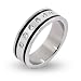 Mens Double Lined Black Inlay with CZs Stainless title=
