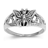 Sterling Silver Baby Ring in Butterfly Design - 2mm Band Width - 8mm Face Height - Sizes: 2-5