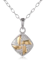 Bronze Plated Two-Tone Woven Knot Pendant Necklace, 18"