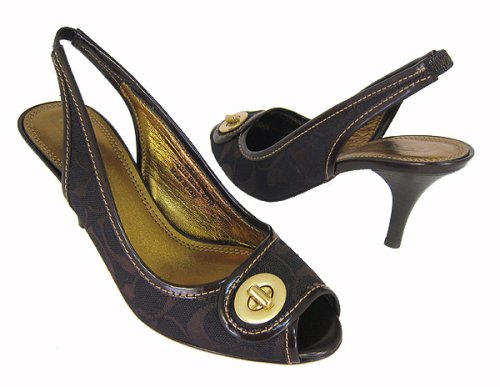 Coach Brook Signature Brown Buckle Calf Pumps