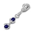 Sterling Silver Pendant with Clear and Blue Sapphire Colored Cubic Zirconia - Height: 72mm