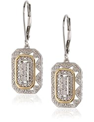 S&G Sterling Silver, 14k Yellow Gold, and Gemstone Art Deco-Style Drop Earrings with Diamond Accents (0.13 cttw, I-J Color, I2-I3 Clarity)