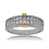 Diamond Wedding Ring 14K 2 Tone Ladies Pave Band New