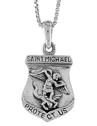 Sterling Silver Saint Michael Pendant, 3/4 inch