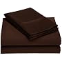 Wrinkle Resistant 300-Thread Count Cotton Queen Sheet Set, Chocolate