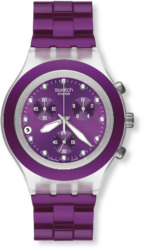Swatch Men's SVCK4048AG Quartz Date Purple Dial Crystal Watch