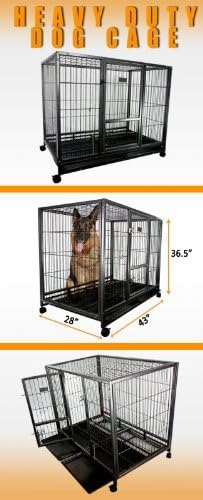 My1stPet Heavy Duty Dog Cage with 2 Doors, 43" x 28" x 36.5"
