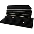 5 Black Velvet Continuous Slot Ring Trays Jewelry Showcase Displays