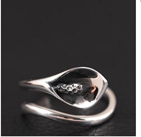 Welwel Women's Calla Lily Flower Antique Rings 100 Genuine 925 Sterling Silver Rings With Adjustable Size