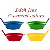 Green Direct Sippy-Bowl 22oz Plastic Bowl with Built in Straw for Kids Assorted Colors Blue-Red-Green-Yellow (4)