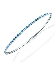 Blue Diamond Stackable Eternity Bangle Bracelet 14K White Gold 7" (1.80Cttw, VS Clarity)