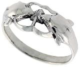 Sterling Silver Polished Kissing Dolphin Ring