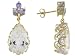 10KT TWO TONE 12.10CTW SILVER TOPAZ .62CTW TANZANITE DANGLE EARRINGS ERV=$500