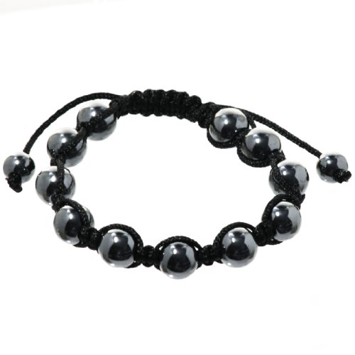 Bella Carina Shamballa Armband – Fußball Glücksbringer – mit 11 Kugeln aus Hämatit und 2 Endperlen ebenfalls aus Hämatit .