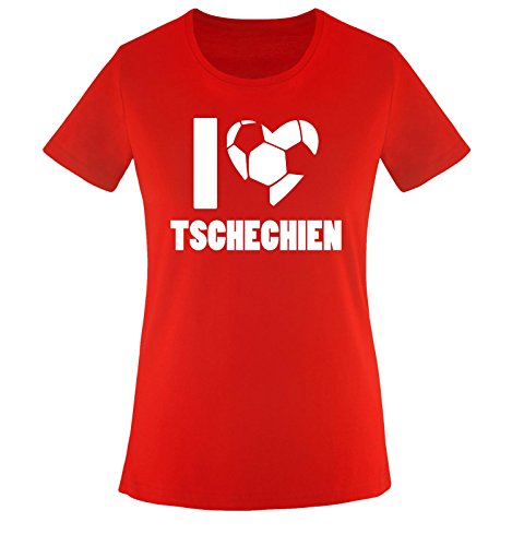 I LOVE TSCHECHIEN – Damen T-Shirt – Rot / Weiss Gr. M