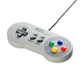 iBUFFALO USBゲームパッド 8ボタン スーパーファミコン風 グレー BSGP801GY