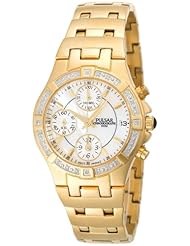 Pulsar Womens PF8264 Diamond Mother Of Pearl Gold-Tone Watch