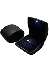 Finex Black PU Leather with LED Jewelry Gift Box Case for engagement ring, Ring Earring Pendant & Outer box